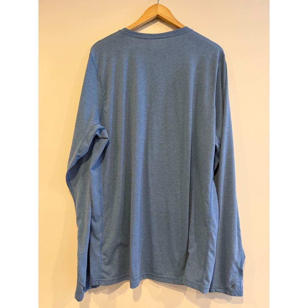 Poncho Outdoors Mens XL Blue Heather Long Sleeve Pocket Tee Performance Shirt - Picture 3 of 13